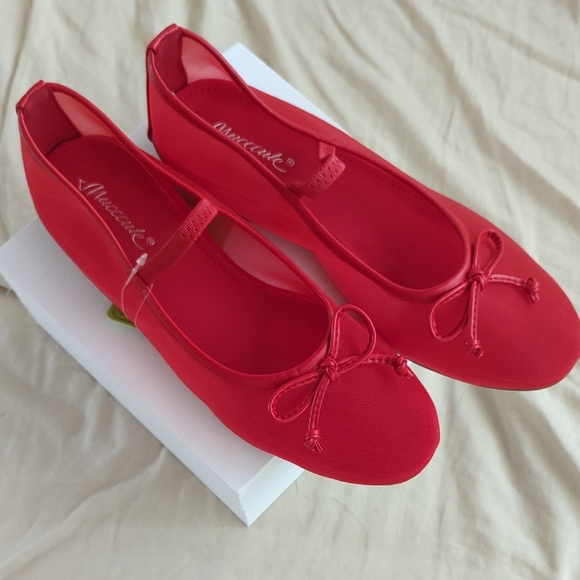 The Hummingbird | Mary Jane Red Openweave | Women 🆕 Red Tulle Mary Jane Ballet Flats 6.5
